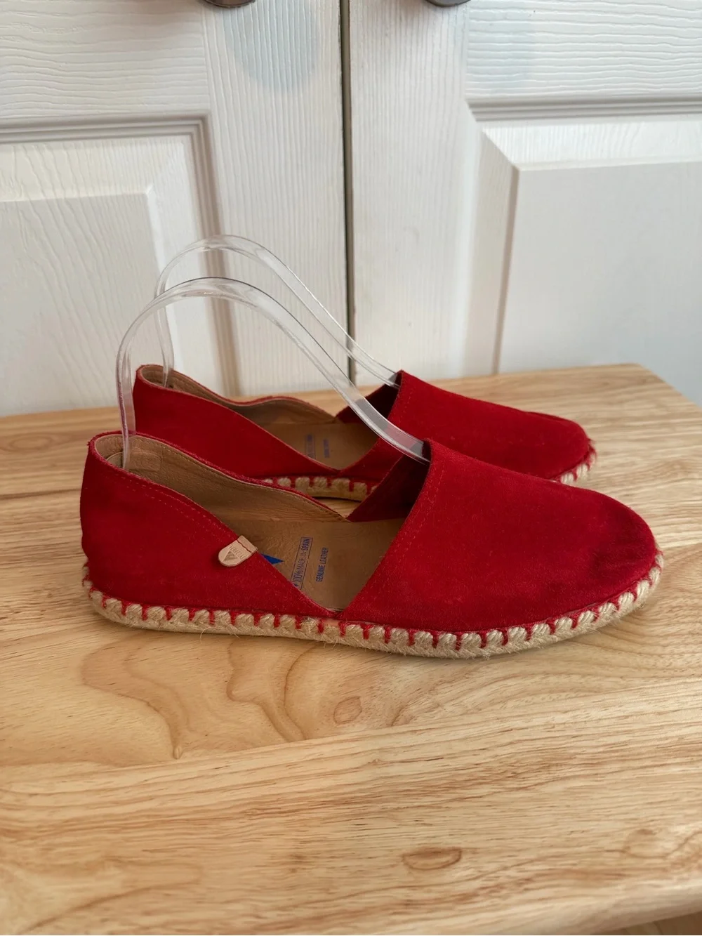 Verbenas Red Suede Espadrille Slip-Ons - Size 38